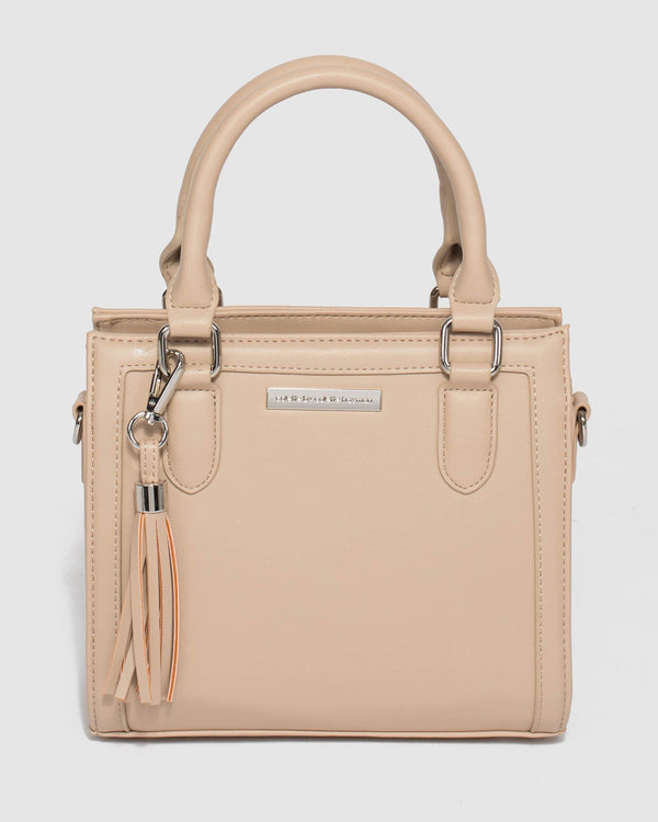 Colette by Colette Hayman Taupe Sia Panel Tassel Tote Bag