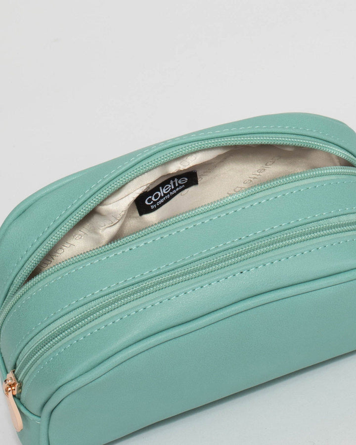 Colette by Colette Hayman Teal Double Pouch Cosmetic Case