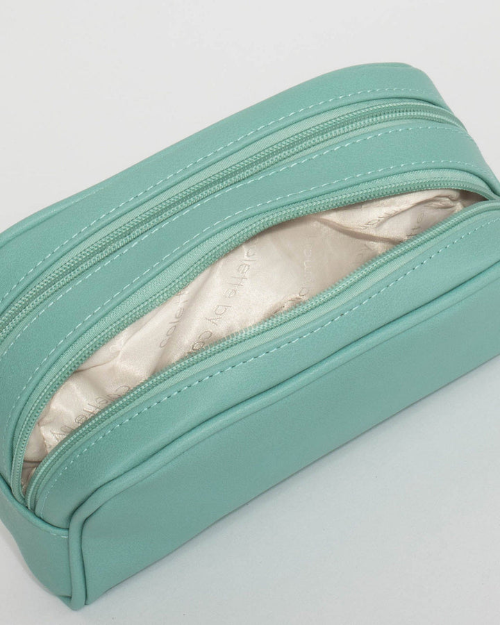 Colette by Colette Hayman Teal Double Pouch Cosmetic Case