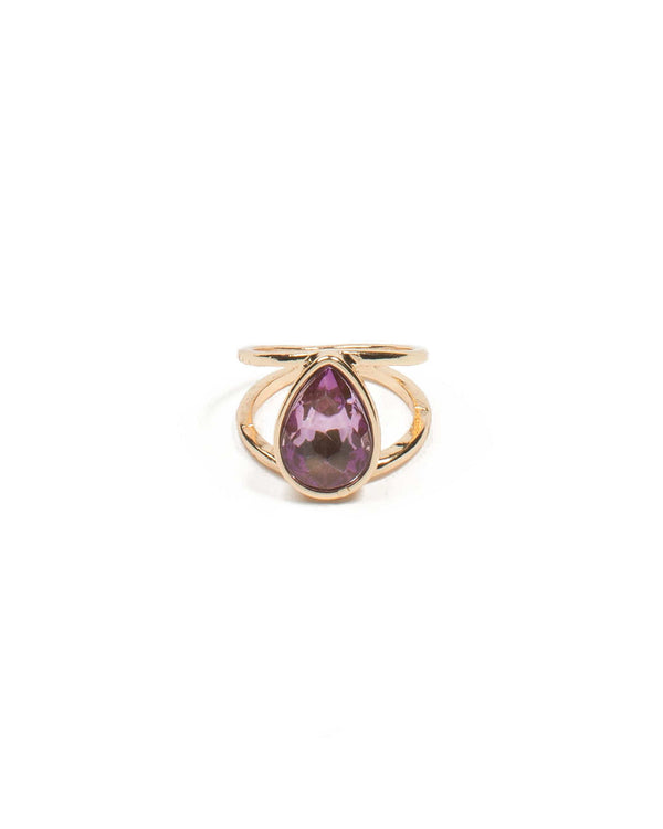 Colette by Colette Hayman Teardrop Purple Stone Open Band Ring - Medium