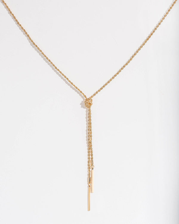 Colette by Colette Hayman Twisted Chain Bar Detail Lariat Necklace