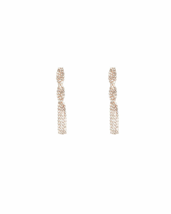 Twisted Diamante Tassel Drop Earrings | Earrings