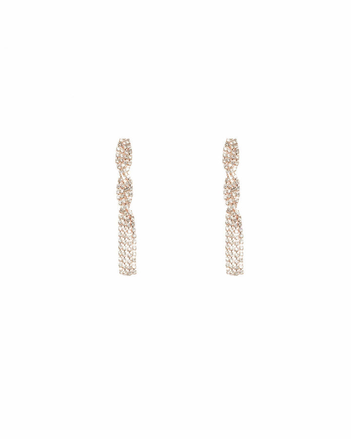 Twisted Diamante Tassel Drop Earrings | Earrings