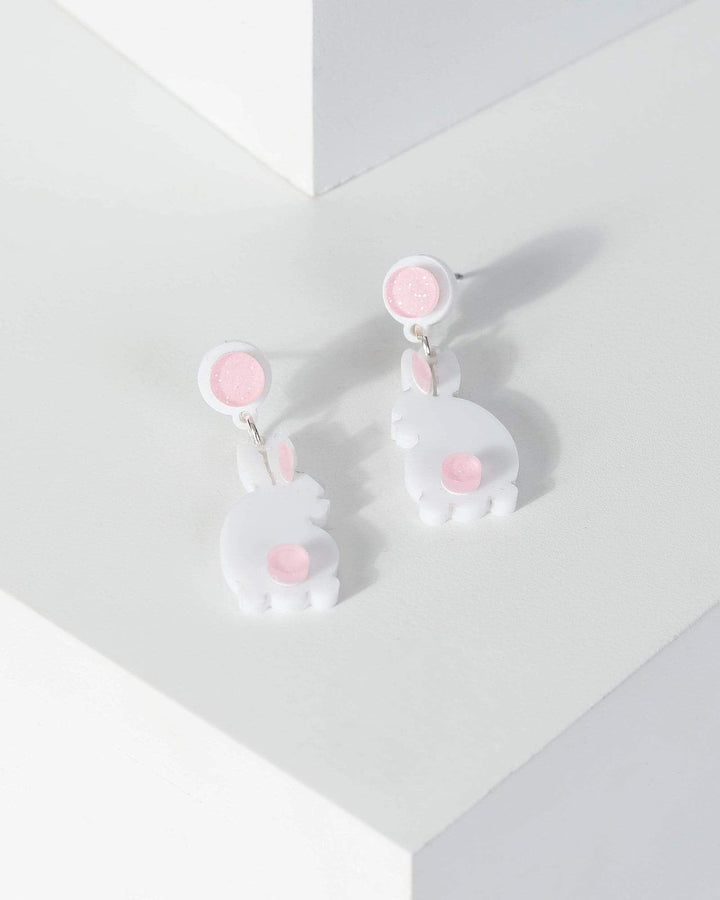 Colette by Colette Hayman White Acrylic Bunny Earrings