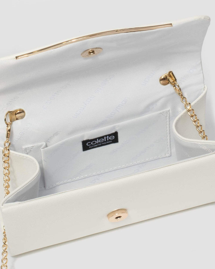 White Adele Evening Clutch Bag | Clutch Bags