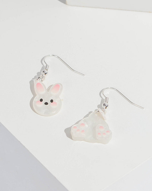 Colette by Colette Hayman White Bunny Face And Tail Earrings