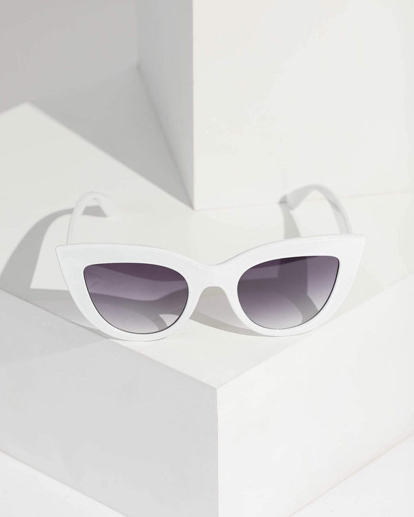 Colette by Colette Hayman White Cat Eye Acrylic Sunglasses