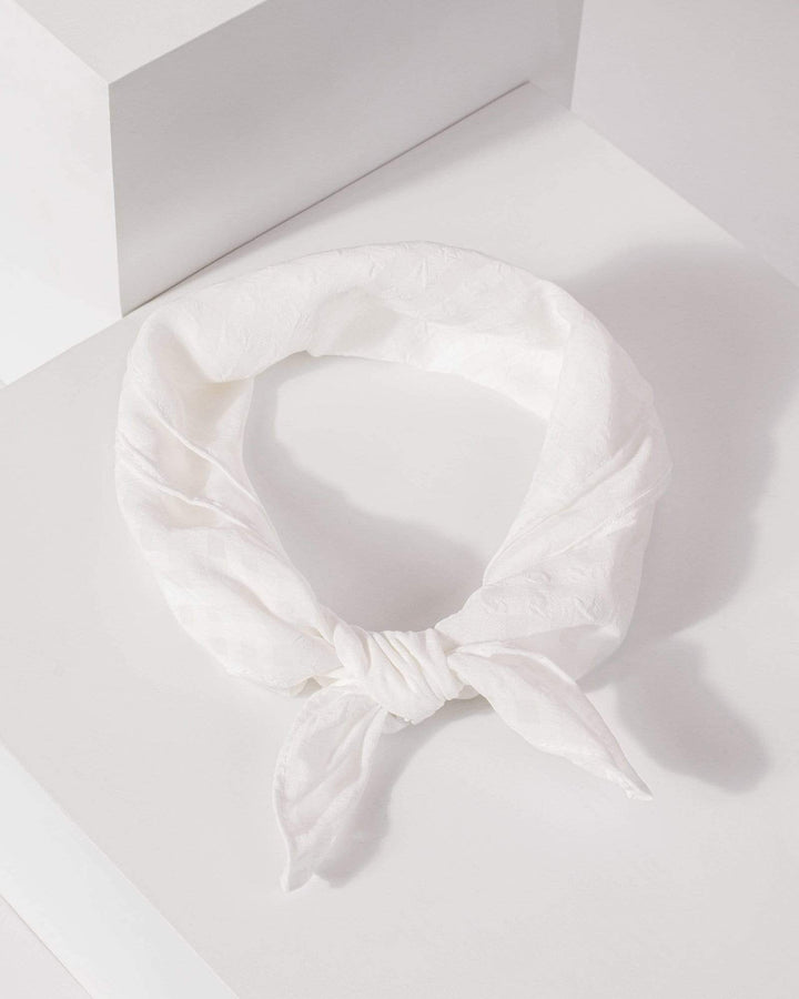 White Check Detail Fabric Hair Tie | Accessories