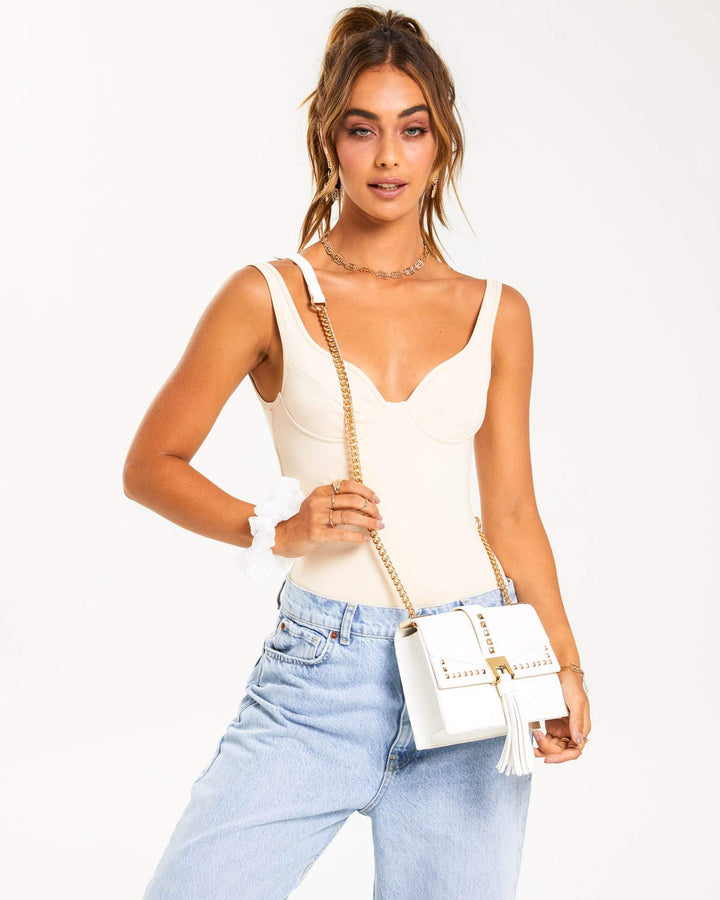 White Ciara Stud Crossbody Bag | Crossbody Bags