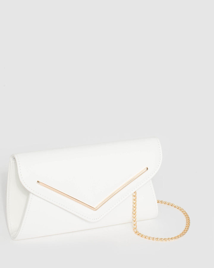 White Clare Metal Bar Clutch Bag | Clutch Bags
