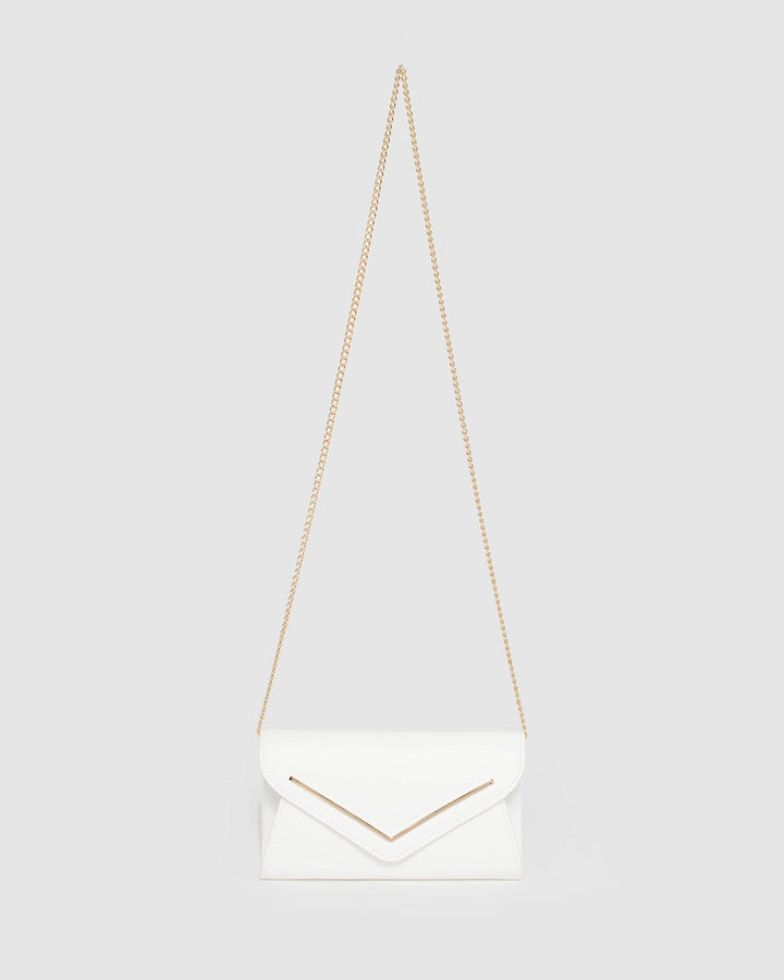 White Clare Metal Bar Clutch Bag | Clutch Bags