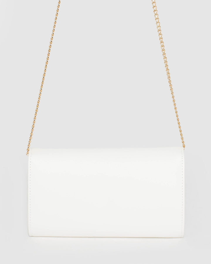 White Clare Metal Bar Clutch Bag | Clutch Bags