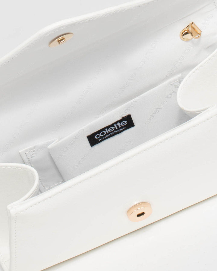 White Clare Metal Bar Clutch Bag | Clutch Bags
