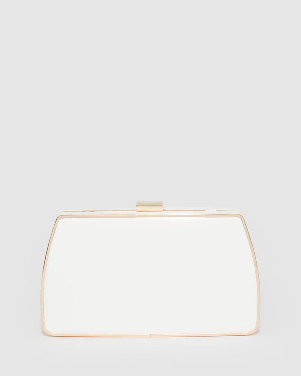 White Claudette Hardcase Clutch Bag | Clutch Bags