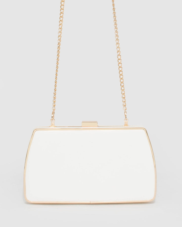 White Claudette Hardcase Clutch Bag | Clutch Bags