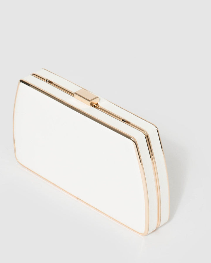 White Claudette Hardcase Clutch Bag | Clutch Bags