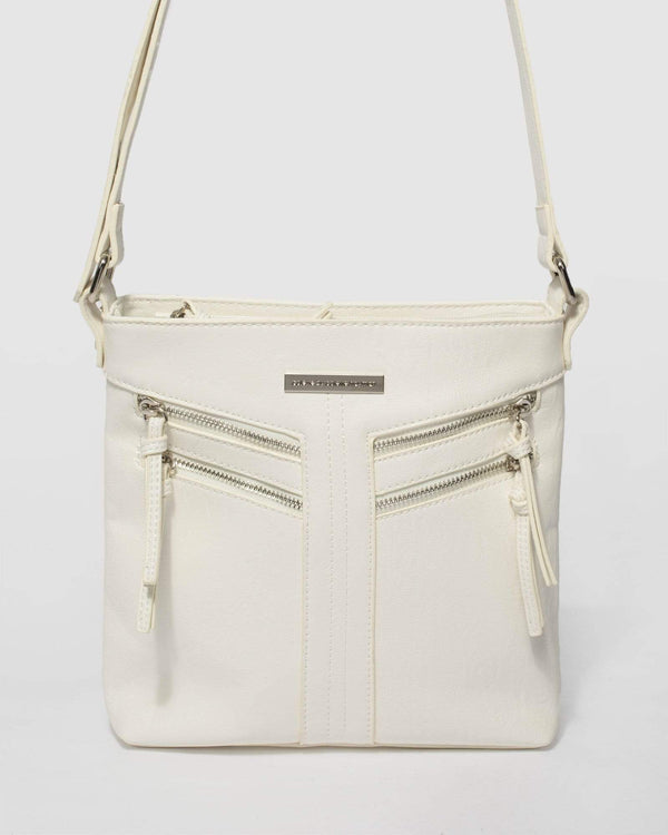 White Dahlila Zipper Crossbody Bag | Crossbody Bags