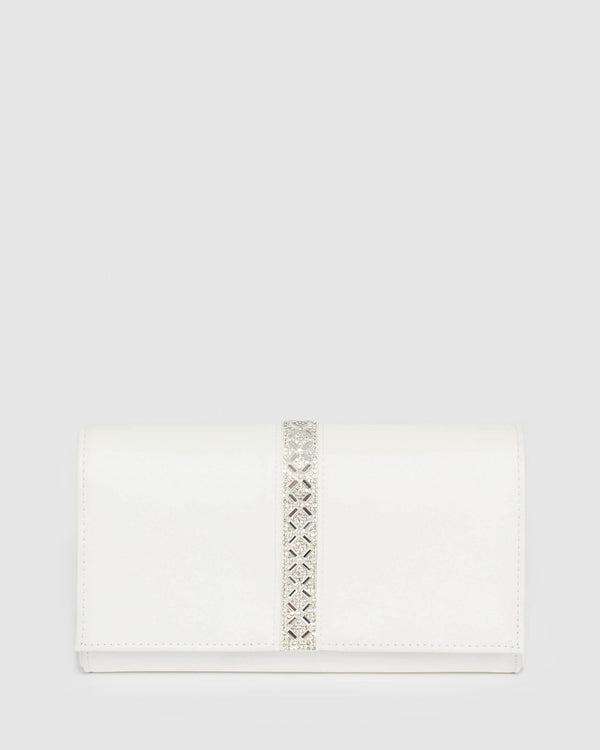 Colette by Colette Hayman White Ellie Crystal Clutch Bag