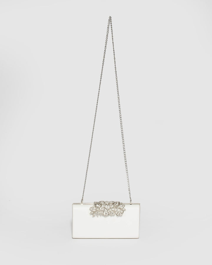 White Floral Clip Clutch Bag | Clutch Bags