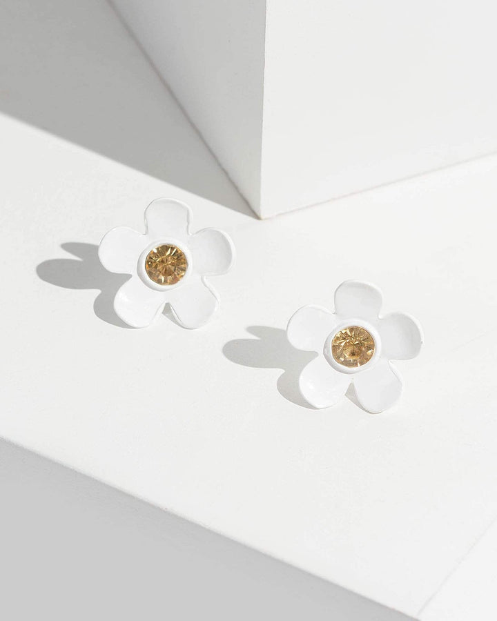 White Flower Stud Earrings | Earrings