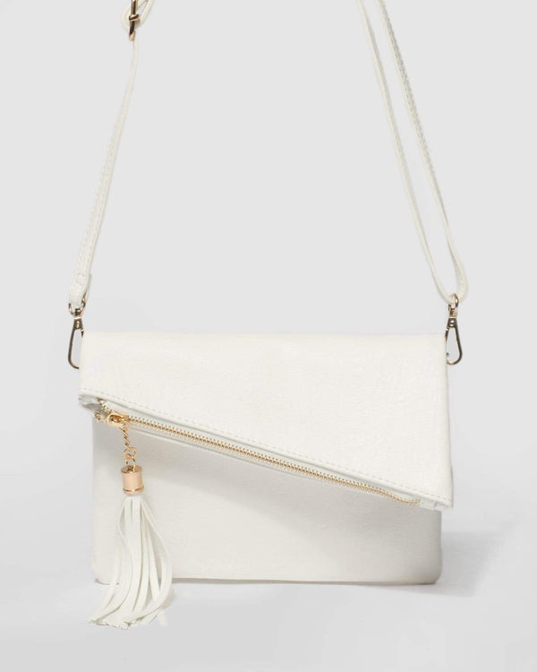 White Gabi Foldover Clutch Bag | Clutch Bags