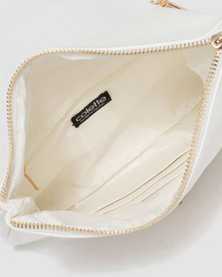 Colette by Colette Hayman White Gabi O Foldover Clutch Bag
