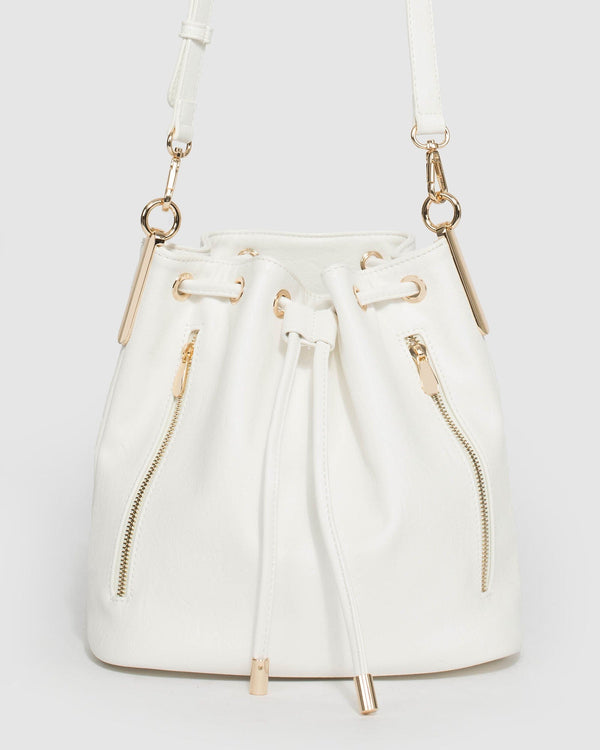 White Giselle Hardware Bucket Bag | Bucket Bags