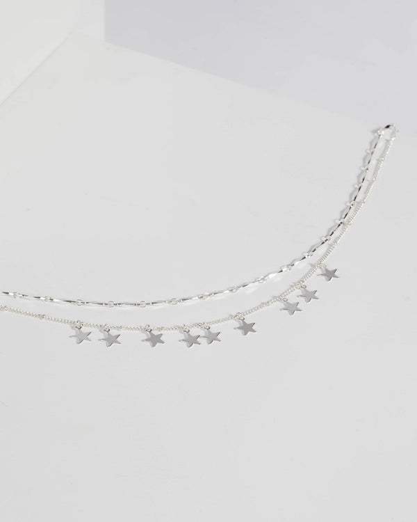White Gold Plated Star Ball Necklace | Necklaces