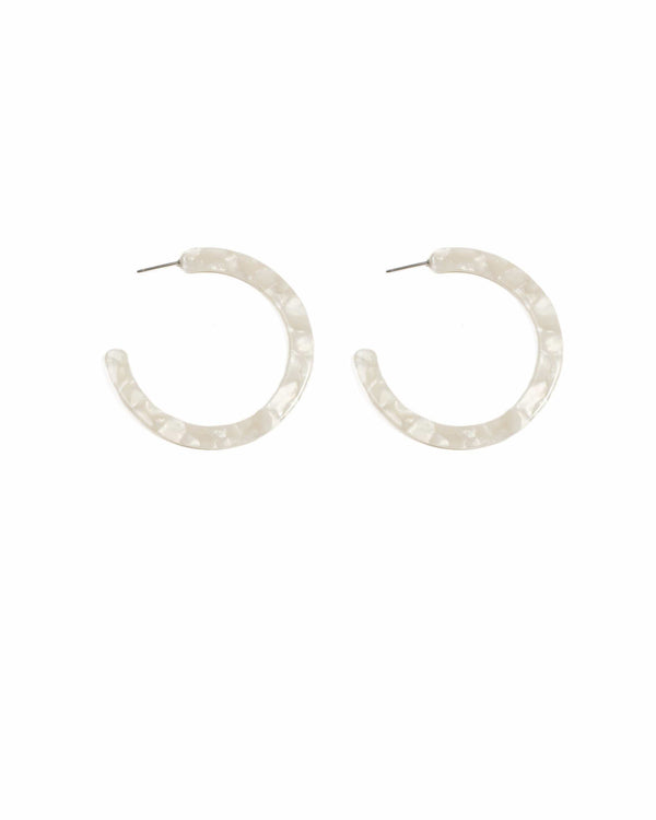 White Gold Tone Acrylic Hoop Earrings | Earrings