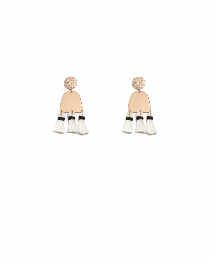 White Gold Tone Geometric Mini Tassel Earrings | Earrings