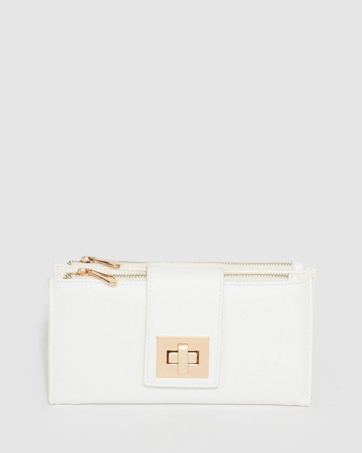 White Greta Lock Wallet | Wallets