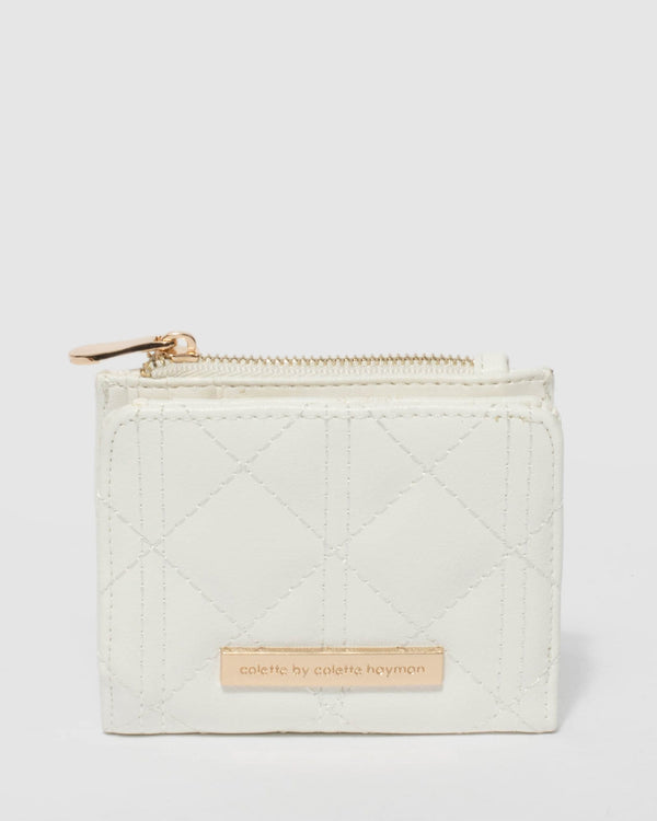 White Han Mini Diamond Quilt Wallet | Wallets