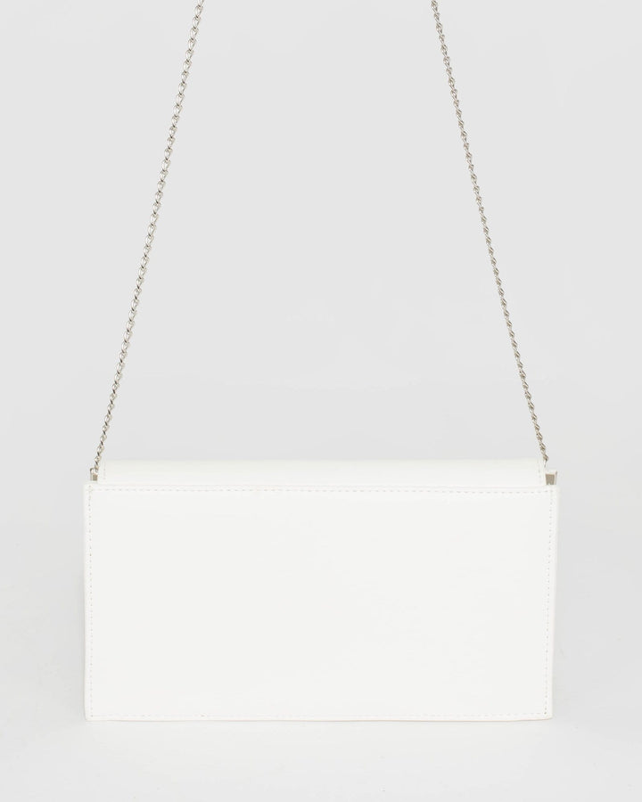 White Jessie Diag Bar Clutch Bag | Clutch Bags
