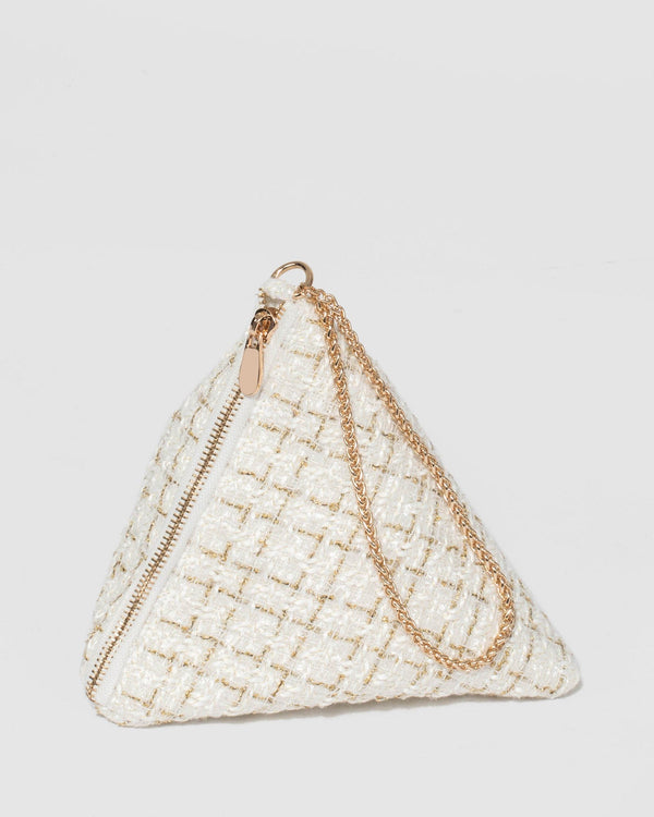 White Kaleah Woven Wristlet | Clutch Bags