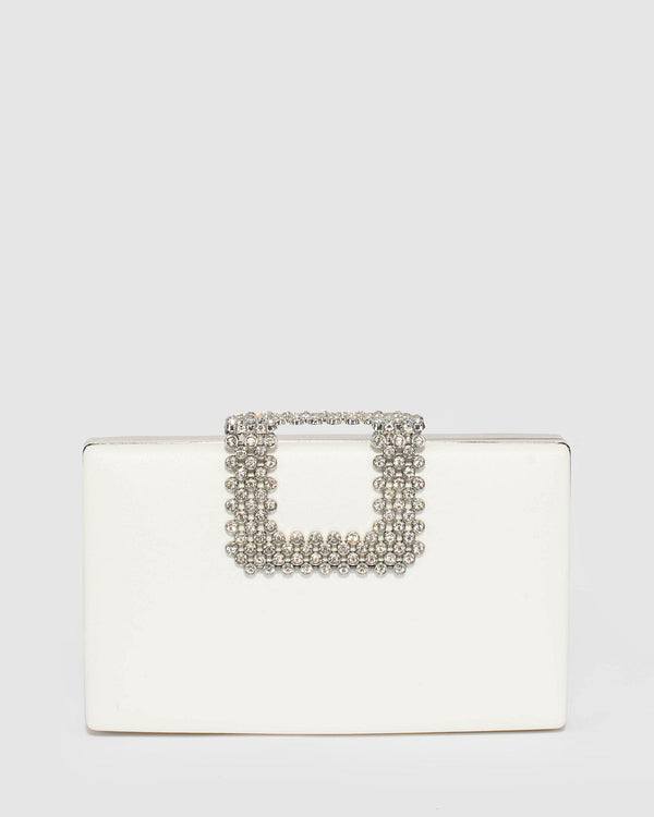 Colette by Colette Hayman White Karima Crystal Clutch Bag