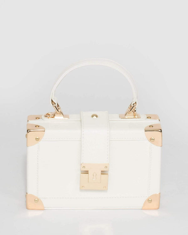White Kendall Panel Trunk Bag | Clutch Bags
