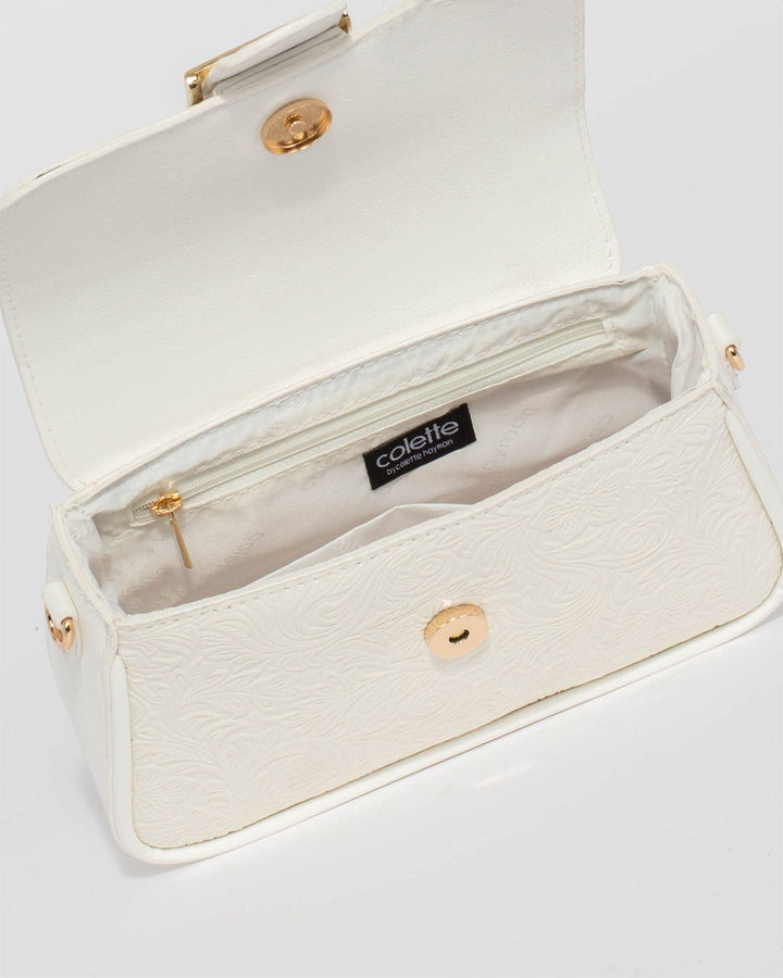 Colette by Colette Hayman White Kerry Emboss Top Handle Bag