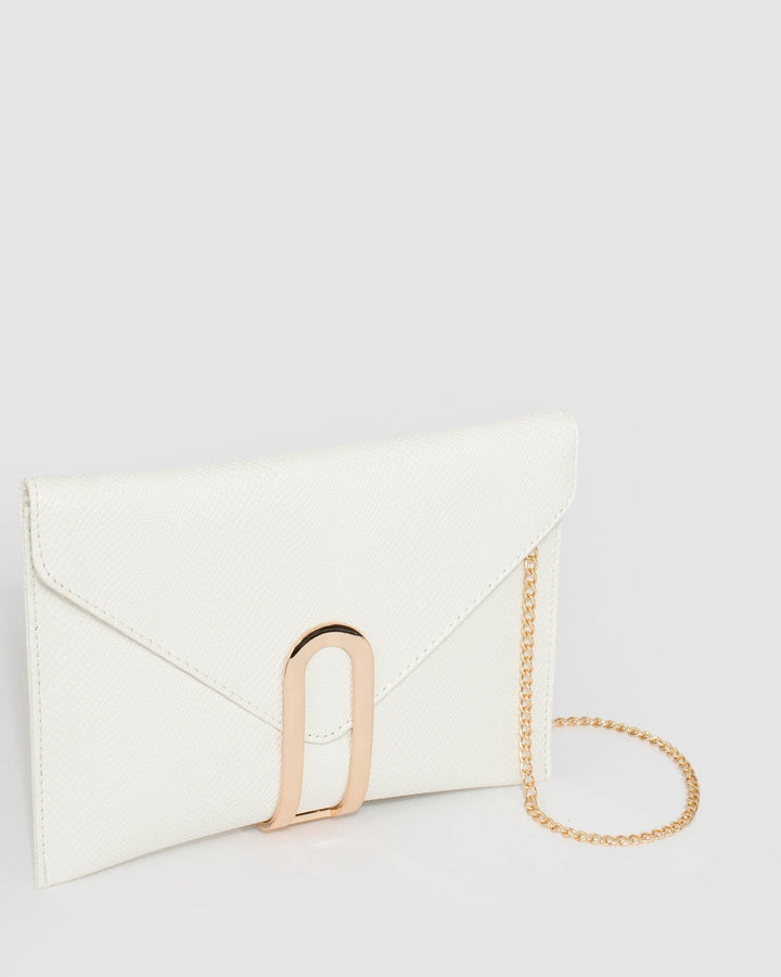 White Kimberly Clasp Clutch Bag | Clutch Bags