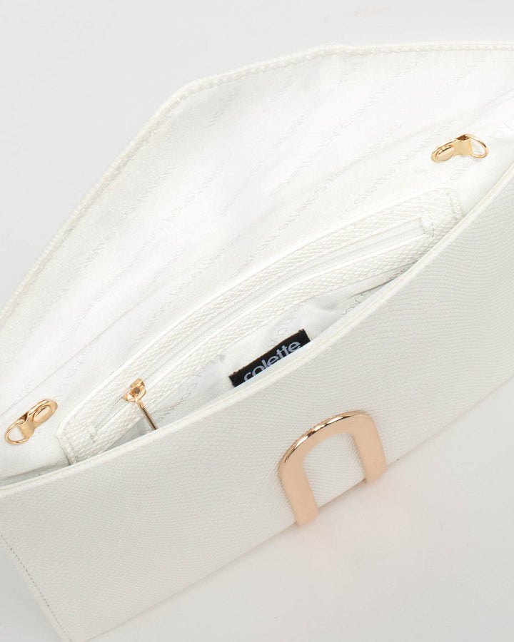 White Kimberly Clasp Clutch Bag | Clutch Bags