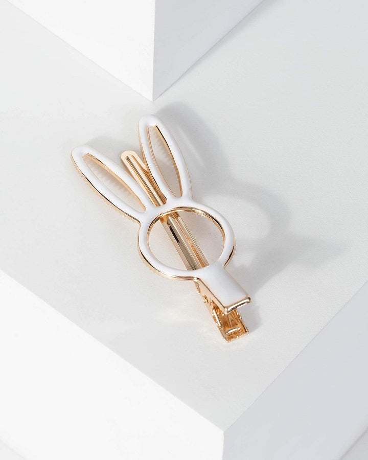 White Large Bunny Silhouette Hair Slide | Accessories