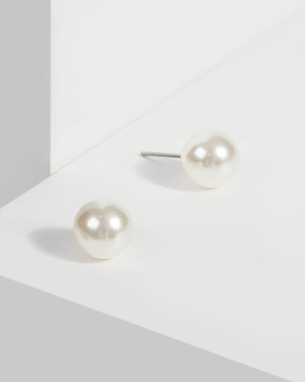 White Large Pearl Stud | Earrings