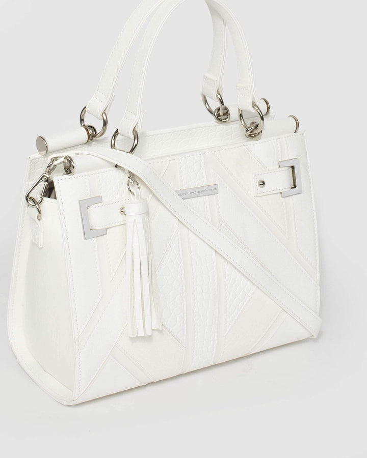 White Lauren Panel Tote Bag | Tote Bags