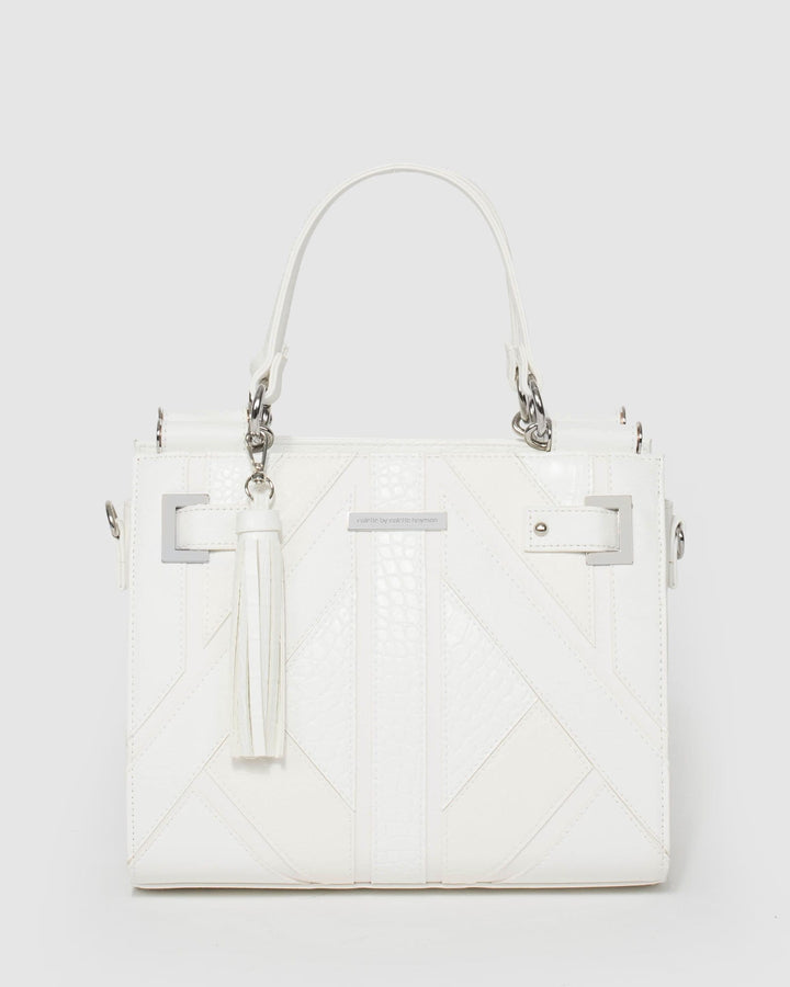 White Lauren Panel Tote Bag | Tote Bags