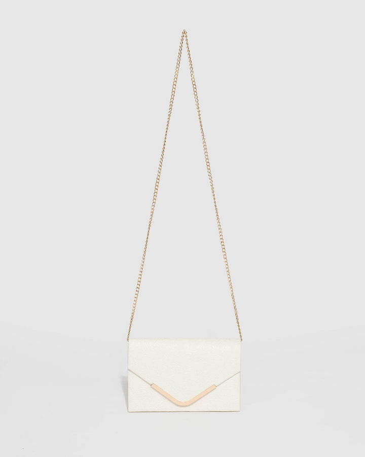 White Lila Emboss Clutch Bag | Clutch Bags