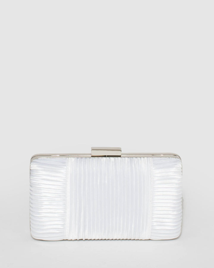 White Liz Satin Box Clutch Bag | Clutch Bags