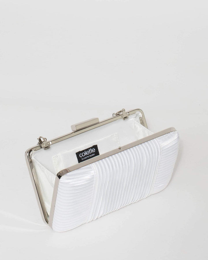 Colette by Colette Hayman White Liz Satin Box Clutch Bag