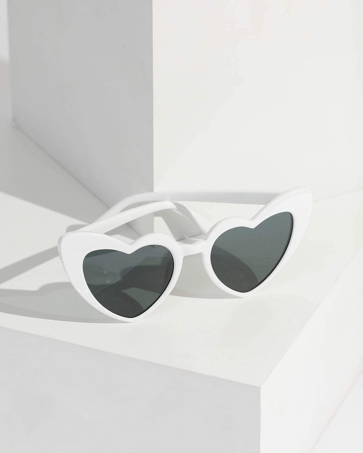 Colette by Colette Hayman White Love Heart Sunglasses