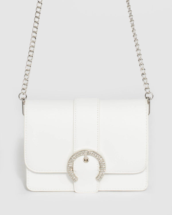 White Martha Buckle Bag | Crossbody Bags