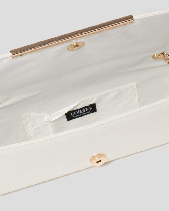 White Meghan Bar Clutch Bag | Clutch Bags