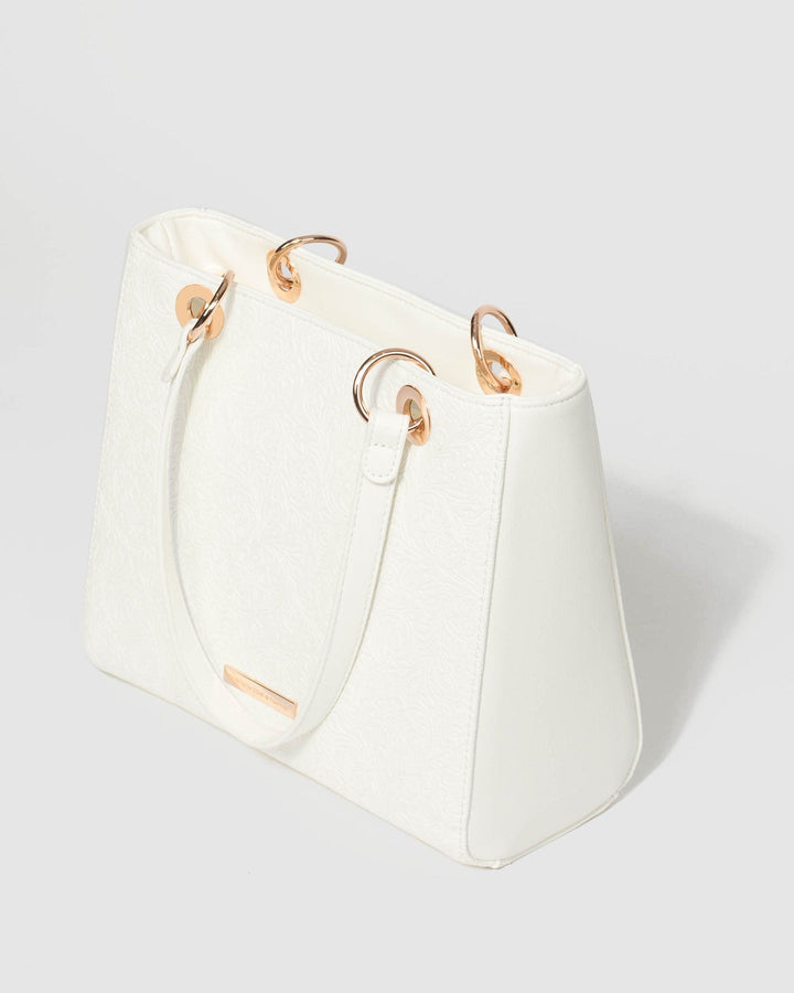 White Nirvana Embossed Mini Tote Bag | Tote Bags